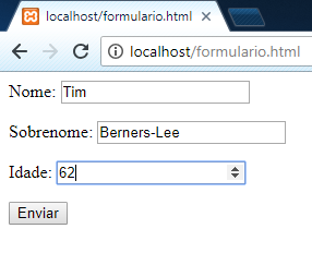 Formulário de cadastro preenchido