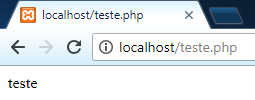 Arquivo teste.php sendo acessado